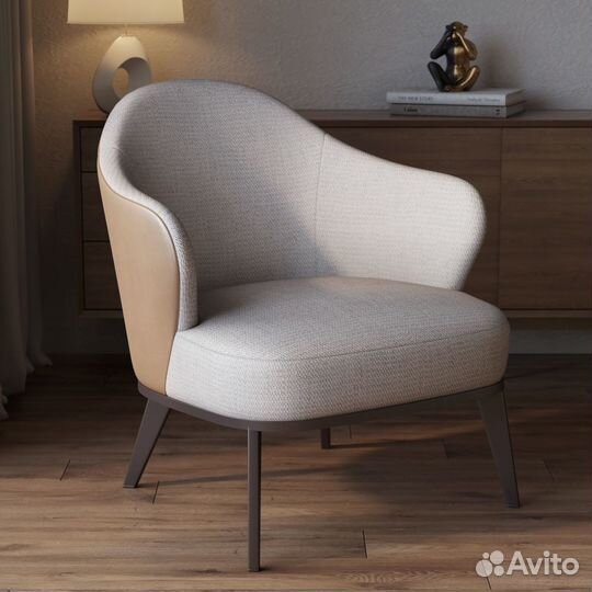 Лаунж кресло Leslie рогожка комби бежевый