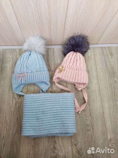 Зимняя шапка+шапка и снуд зимние