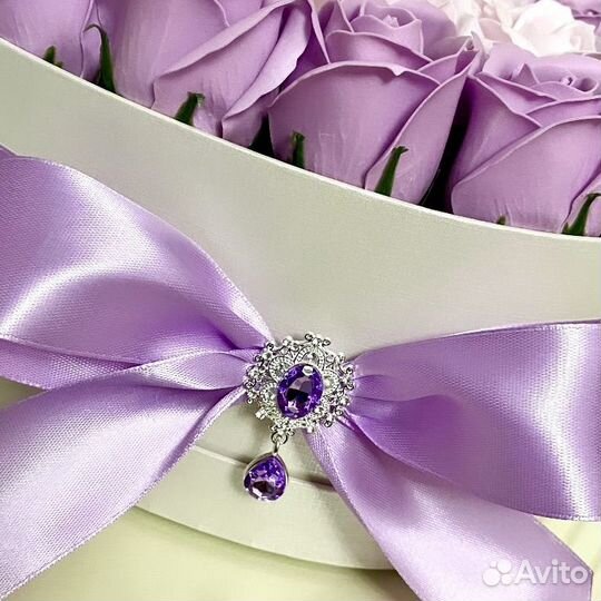 Букет сердце, мыльные розы в коробке