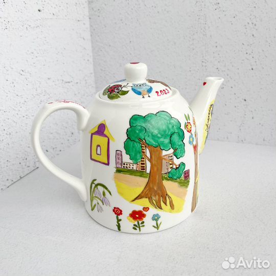 Чайник заварочный с росписью, подарок учителю восп