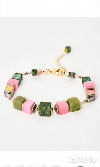 Браслет с нефритом, кошачьим глазом, гематитом