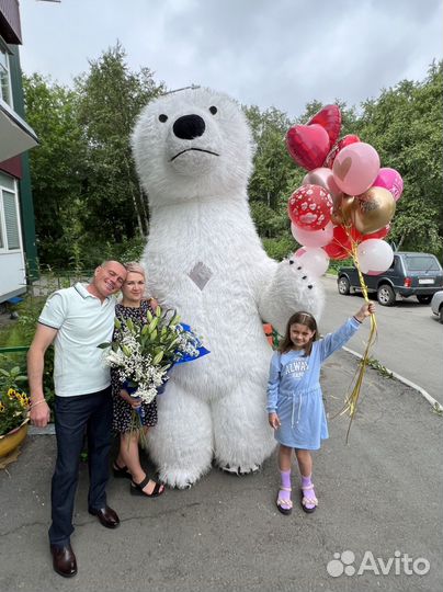 Ростовая кукла аниматор Белый мишка на праздник