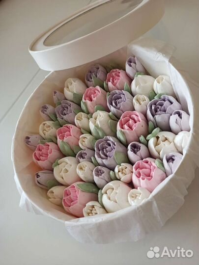 Зефирные цветы в коробочке