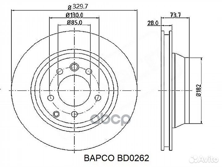 Диск тормозной VW touareg 02- задн. вент. BD0262