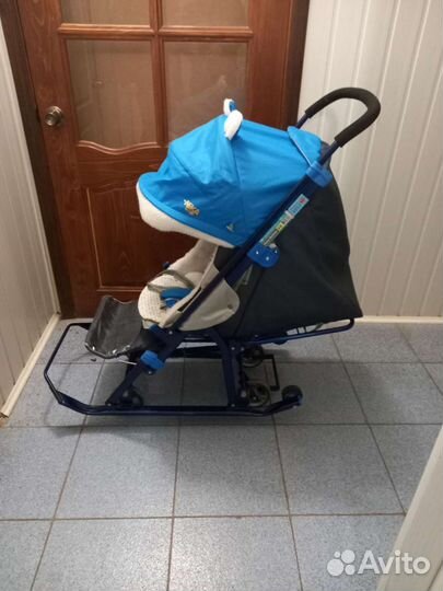 Детские санки коляска с колесами