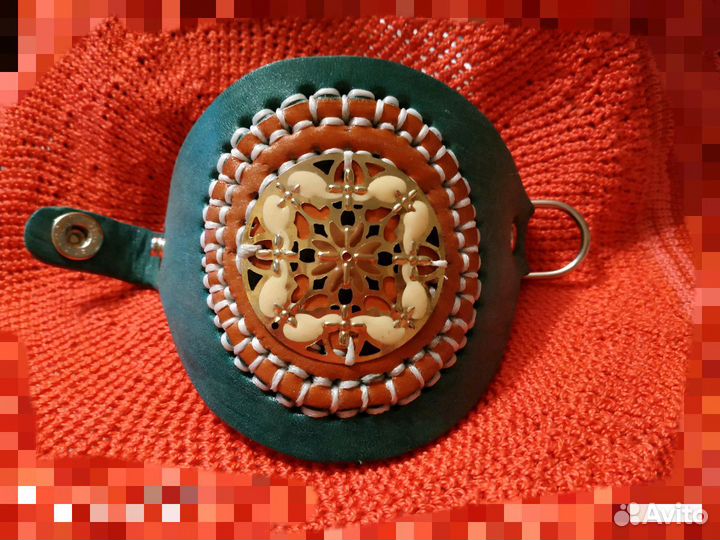 Авторский кожаный браслет,Восточный
