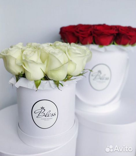 Букет из роз в шляпной коробке