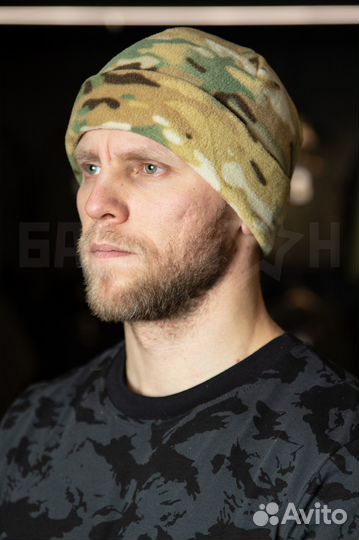 Шапка флисовая с отворотом, мультикам