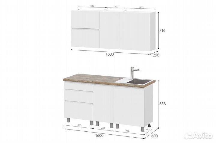 Кухонный гарнитур. 1,0м 1,2м 1,6м 1,8м 2,0м 2,4м