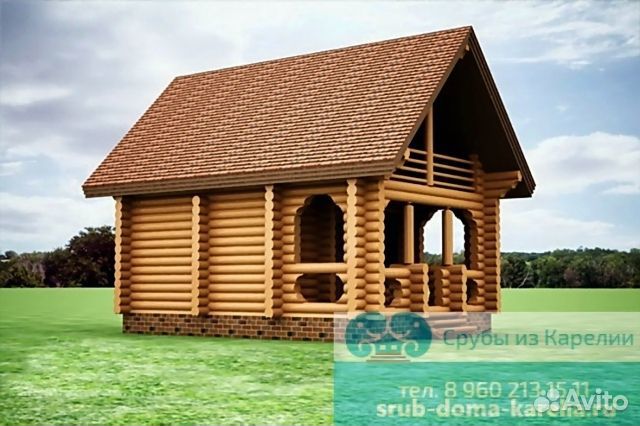 С- Сруб из оцилиндрованного бревна 8x6