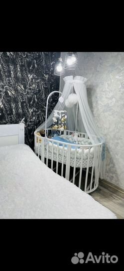 Детская кроватка трансформер круглая