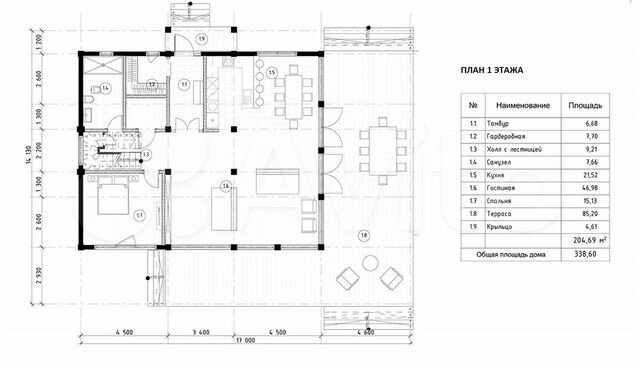 Коттедж 338 м² на участке 13,5 сот.