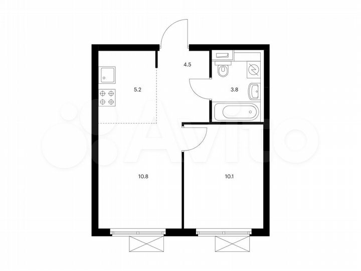 2-к. квартира, 34,4 м², 7/25 эт.