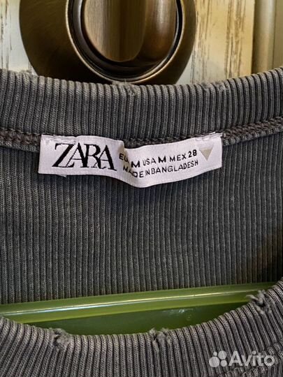 Майка zara вареная с потертостями топ