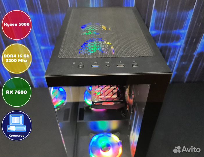 Сборка пк 4к AMD5600-RX7600-16DDR4-EYT50768934-A520