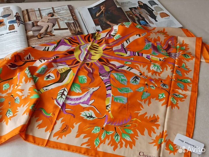 Платок Шелковый Christian Dior ручная подшивка