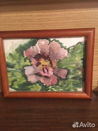 Картина акварель, вазочка