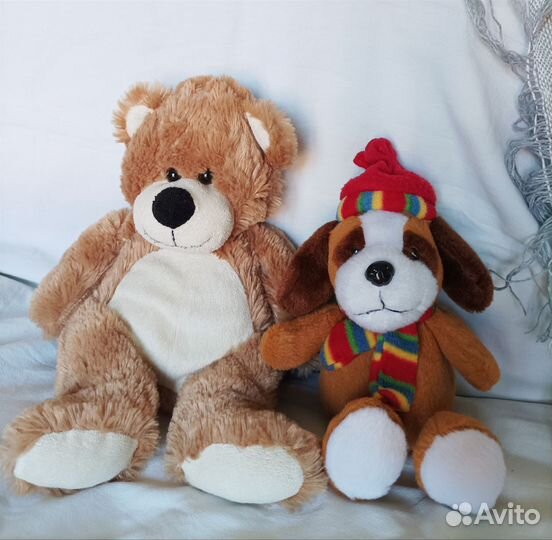 Мягкие игрушки собака, медведь