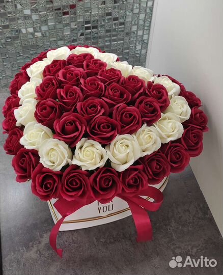 Цветы.Сердце.Розы 33 шт. Мыльные розы