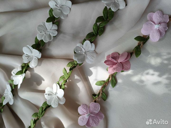 Веночек на голову. Венок с цветами. Ободок