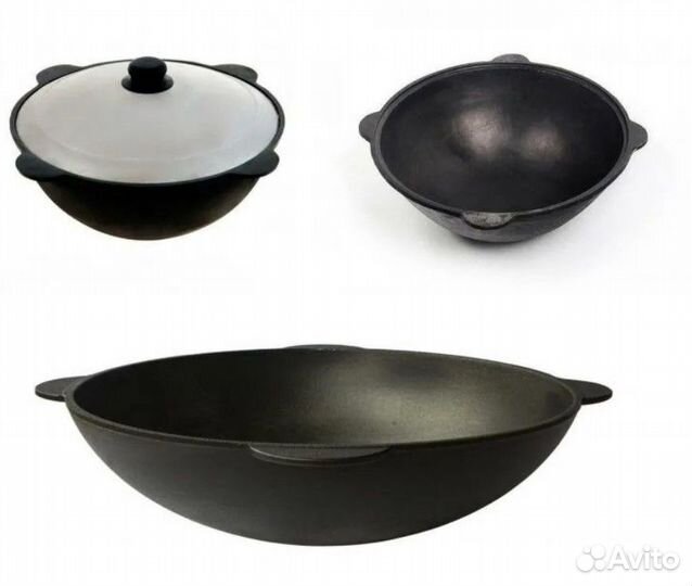 Казан чугунный узбекский плоское дно 6 литров