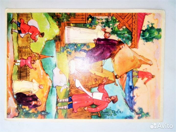 Открытка«Сказка о попе и Балде».(Палех)