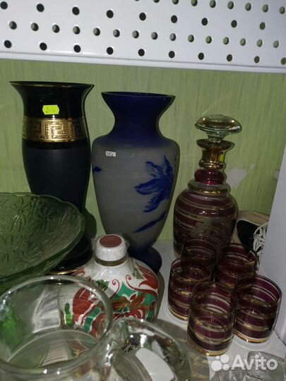 Кувшины вазы конфетница Разноцветные стекло наборы