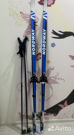 Лыжи беговые 160 см с палками