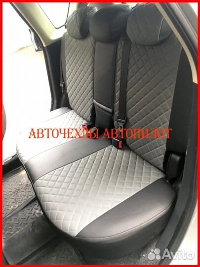 Чехлы Автопилот Nissan Note из экокожи чёрно-серые