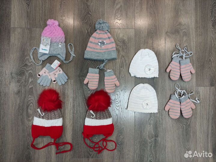 Шапка детская осенняя, зимняя для девочки, двойни
