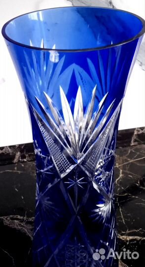 Ваза хрустальная СССР- синий кобальт