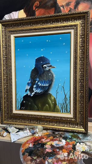 Птицы#зима 30х40