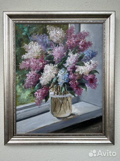 Картина маслом Розы, Сирень, Пионы и Астры