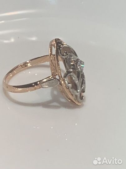 Золотое кольцо с бриллиантами СССР проба 583