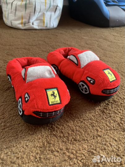 Тапочки домашние детские машинка ferrari феррари