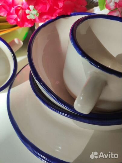 Набор чашки тарелки салатники фарфор