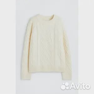 H&M+ Свитер вязания косами, сливочный