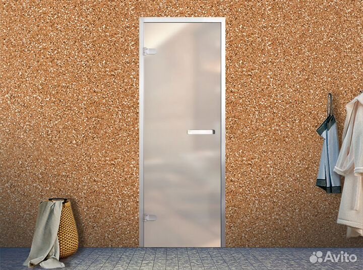 Дверь стеклянная с алюминиевой коробкой для хамама