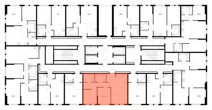 2-к. квартира, 65,2 м², 3/32 эт.