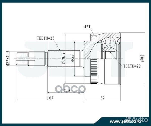 ШРУС внешний jett V41-1159 ABS 188-00036 V41-1159