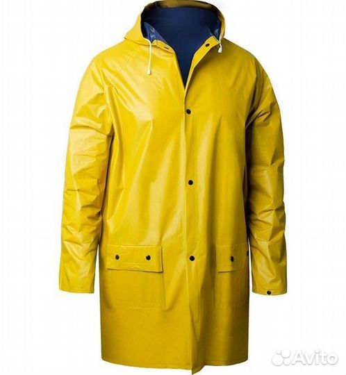 Плащ дождевик пвх на кнопках с капюшоном, желтый K