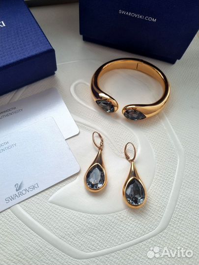 Серьги капли браслет Drop Swarovski оригинал