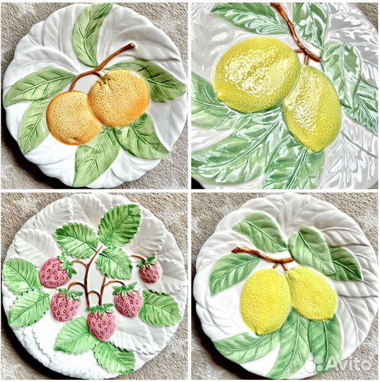 Фрукты выпуклые тарелки набор 3шт Англия