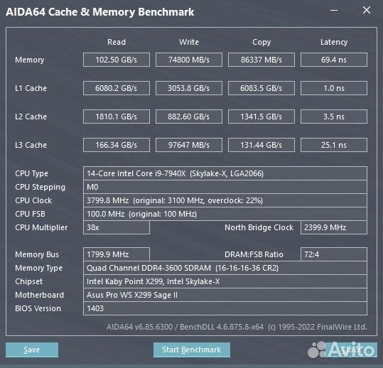 Материнская плата с процессором lga 2066,x299
