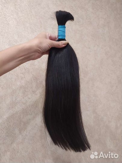Волосы для наращивания чёрные срез новые 42-54 см