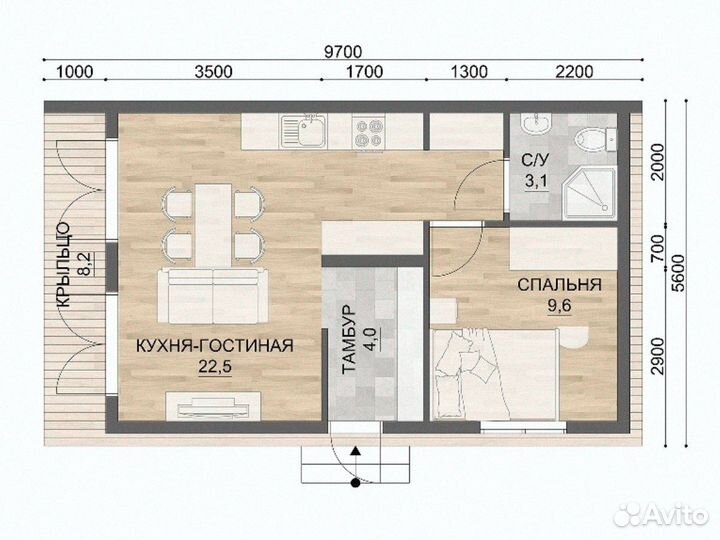 Дом из сип панелей 9.7х5.6 Всё включено