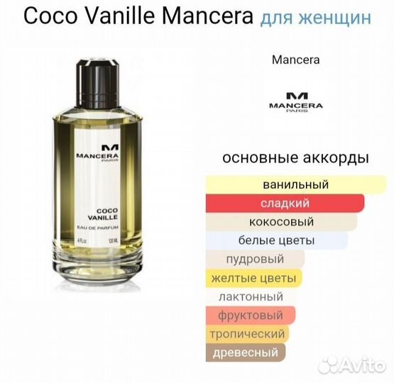 Mancera Coco Vanille 10 мл оригинал распив