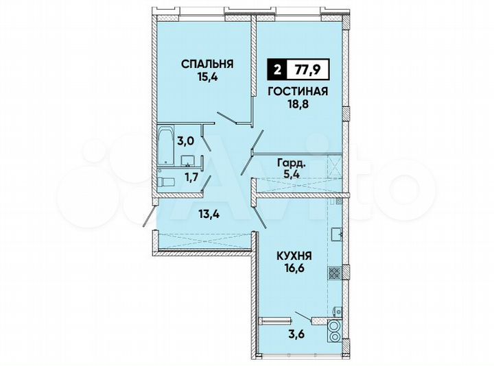 2-к. квартира, 78 м², 2/16 эт.