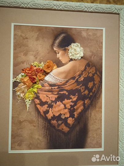 Картина вышитая шелковыми лентами