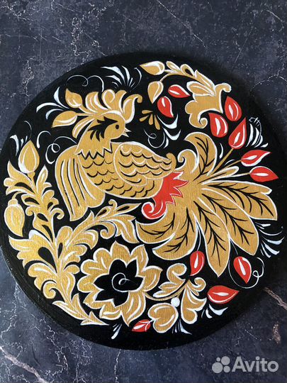 Тарелка декоративная ручная роспись по дереву